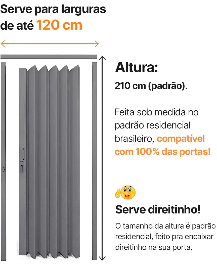 Porta Sanfonada Luxo - Ajustavel até 120 cm + BRINDE HOJE (Compre 1 Leve 2) 🔥Queima de Estoque🔥